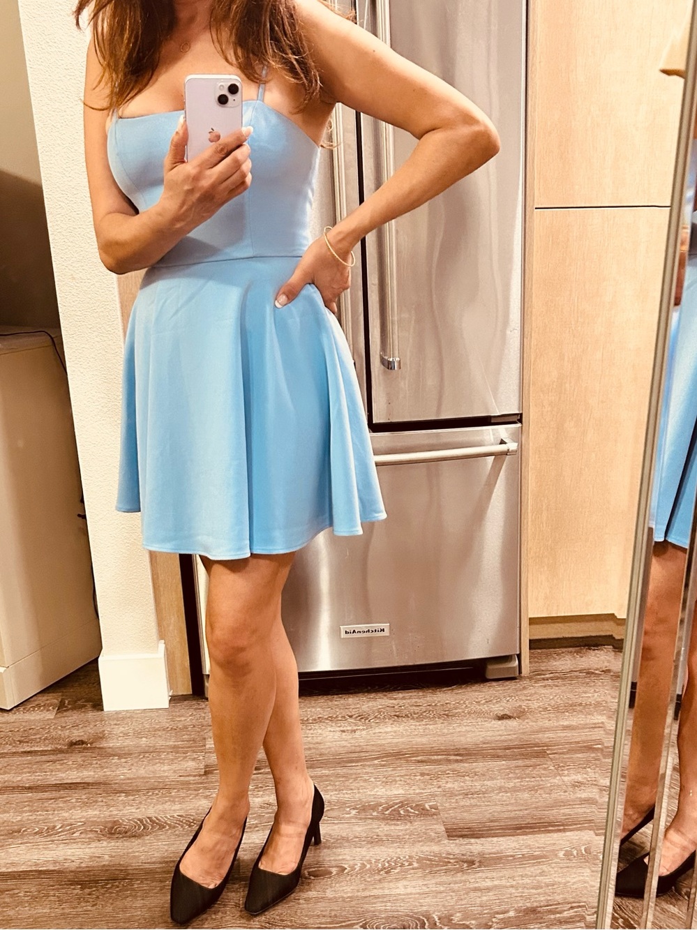 French Connection Powder Blue Strapless Mini Dress